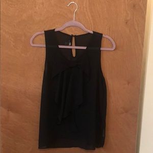 Chiffon-Like Sleeveless Sheer Blouse with Bow